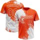 Custom White Orange 3D Pattern Abstract Brush Stroke Two-Button Unisex Softball Jersey