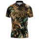 Custom Black Old Gold 3D Pattern Design Golden And Green Tropical Leaves In The Style Of Jungalow And Hawaii Performance Golf Polo Shirt